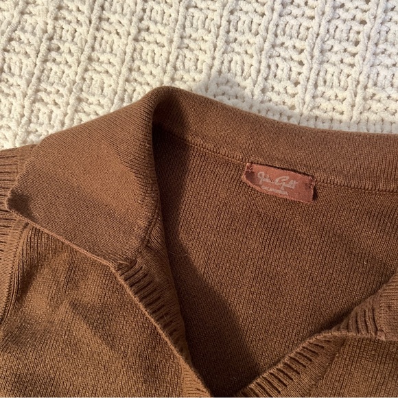 cropped brown brandy melville sweater vest with collar - Picture 3 of 4